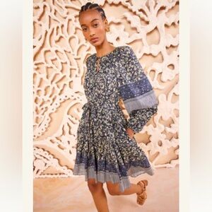 Ulla Johnson Blue and Gray Floral Dress